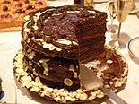Tort – multi-layered sponge cake filled with buttercream or whippedcream, with fruits or nuts, served on special occasions like nameday or birthday