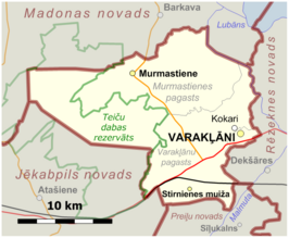 Kaart van Varakļānu novads