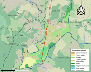 Carte en couleurs présentant l'occupation des sols.