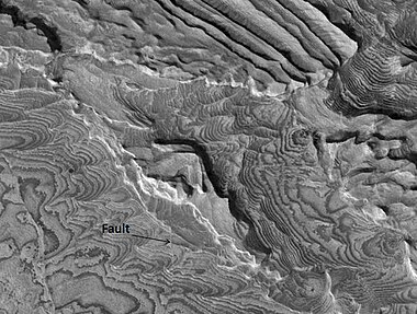 Becquerel layers, as seen by HiRISE. Click on image to see fault.