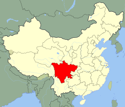 Plasseringa av Sichuan i Kina.