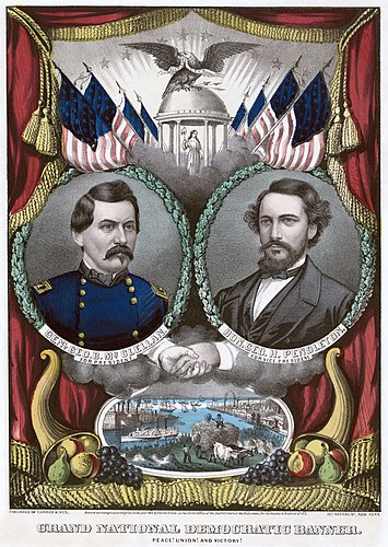 Плакат кандидатов от Демократической партии Джорджа Макклелана и Джорджа Пендлтона на президентских выборах США 1864 года