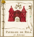 Bandera extreta de la carta de banderes de Jacques-Nicolas Bellin, presentada entre les banderes nàutiques més importants del s. XVIII.