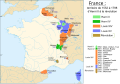 Une carte de la France de 1552 à 1798.