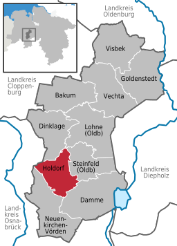 Läget för kommunen Holdorf i Landkreis Vechta