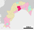 高知市の位置 Kōchi city location in Kōchi prefecture.