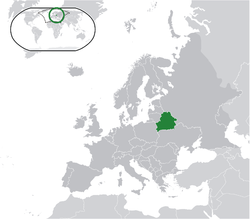 Location of ބެލަރޫސް (green) in Europe (dark grey)  –  [Legend]