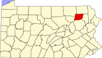 Map of Pennsylvania highlighting Wyoming County