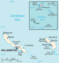 Bonaire, Sint Eustatius ve Saba ile eski Hollanda Antilleri'ni birlikte gösteren harita