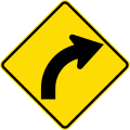 (W12-1.2/PW-17) Curve between 15 and 90 degrees, to right