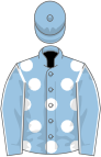 Light blue, white spots, seams on sleeves