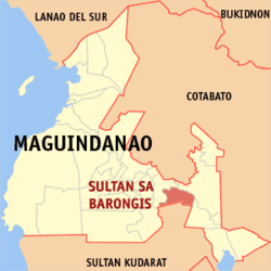 Map of Maguindanao del Sur showing the location of Sultan sa Barongis