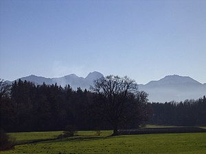 Blick auf den Wendelstein, von Bad Aibling aus gesehen