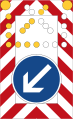 Zeichen 616-30 fahrbare Absperrtafel mit Blinkpfeil (große Ausführung); 3600 × 2200 mm