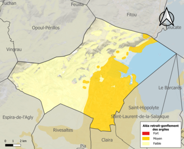 Carte des zones d'aléa retrait-gonflement des argiles.