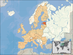 Location of ಎಸ್ಟೊನಿಯ (orange) – in Europe (tan & white) – in the European Union (tan)  [Legend]
