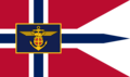 Hirdmarinen's ensgin (Norway's national ensign with Hirdmarinen's insignia) (Flagg: Norsk splittflagg med hirdmarinemerket)