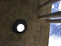 A look up at the oculus in Knowlton School of Architecture's rooftop garden. By Connor Winton