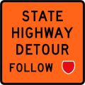 State highway detour ahead - follow state highway shield