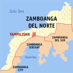 Map of Zamboanga del Norte with Tampilisan highlighted