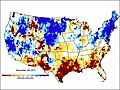 Image 27National map of groundwater and soil moisture in the United States. It shows the very low soil moisture associated with the 2011 fire season in Texas. (from Wildfire)