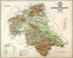 Zágráb vármegye domborzati térképe
