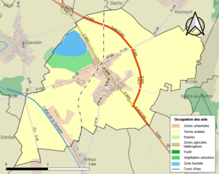 Carte en couleurs présentant l'occupation des sols.