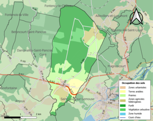 Carte en couleurs présentant l'occupation des sols.