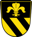 Gemeinde Hainhofen Geteilt von Schwarz und Gold; oben eine goldene heraldische Lilie, unten zwei schwarze Schrägbalken.[14]