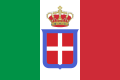 Bandera del Reinu d'El Piamonte-Cerdeña (1848-1861). Bandera d'Estáu del Reinu d'Italia (1861-1946).