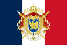 Flag of the First French Empire (1804-1815) with coat of arms.webp