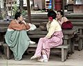 Women in a Korean folk village wearing jipsin and hanbok (2008)