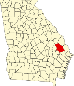 map of Georgia highlighting Bulloch County