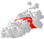 Mapa do condado de Møre og Romsdal com Molde em destaque.