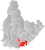 Kristiansand markert med rødt på fylkeskartet