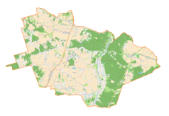 Mapa konturowa gminy Ostrówek, u góry po lewej znajduje się punkt z opisem „Koźlin”