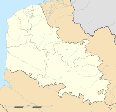 Mapa konturowa Pas-de-Calais, blisko centrum na lewo znajduje się punkt z opisem „Verchin”