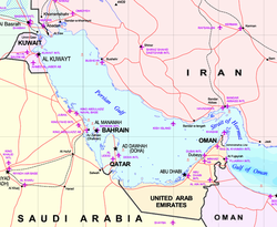 Mapa Perského zálivu