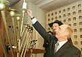 President Putin with Lazar during the Hanukkah holiday at the Jewish Community Center in Moscow