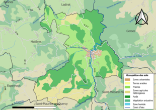 Carte en couleurs présentant l'occupation des sols.