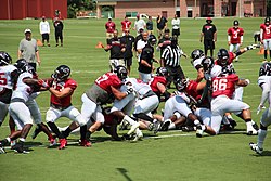 A scrimmage at Falcons training camp