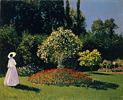 Ženska v vrtu, 1867, Hermitage, St. Petersburg; a study in the effect of sunlight and shadow on colour