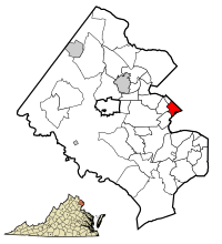 Location of Bailey's Crossroads in Fairfax County, Virginia