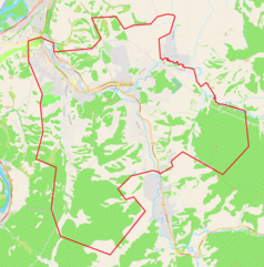 Mapa konturowa Gornoałtajska, u góry po lewej znajduje się punkt z opisem „Gornoałtajsk”