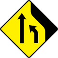 W 091R Lane Loss (Two to One Lane) - Right