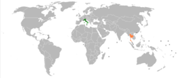 Map indicating location of อิตาลี and ไทย