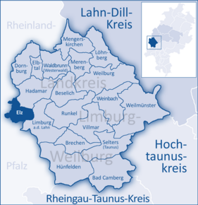 Poziția Elz pe harta districtului Limburg-Weilburg