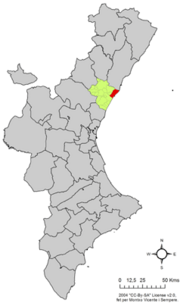 Localização do município de Burriana na Comunidade Valenciana