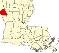 Map of Luizijana highlighting De Soto Parish