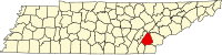 Map of Tennessee highlighting McMinn County